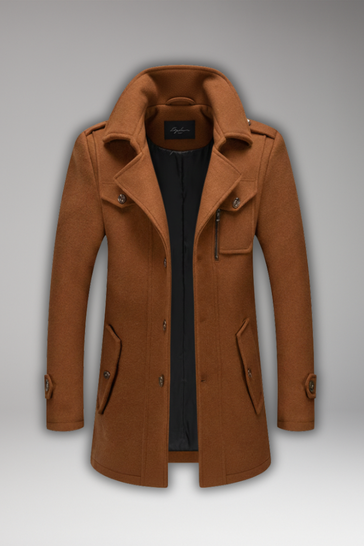 Men's Zipper Button Overcoat Blend - VibreMode