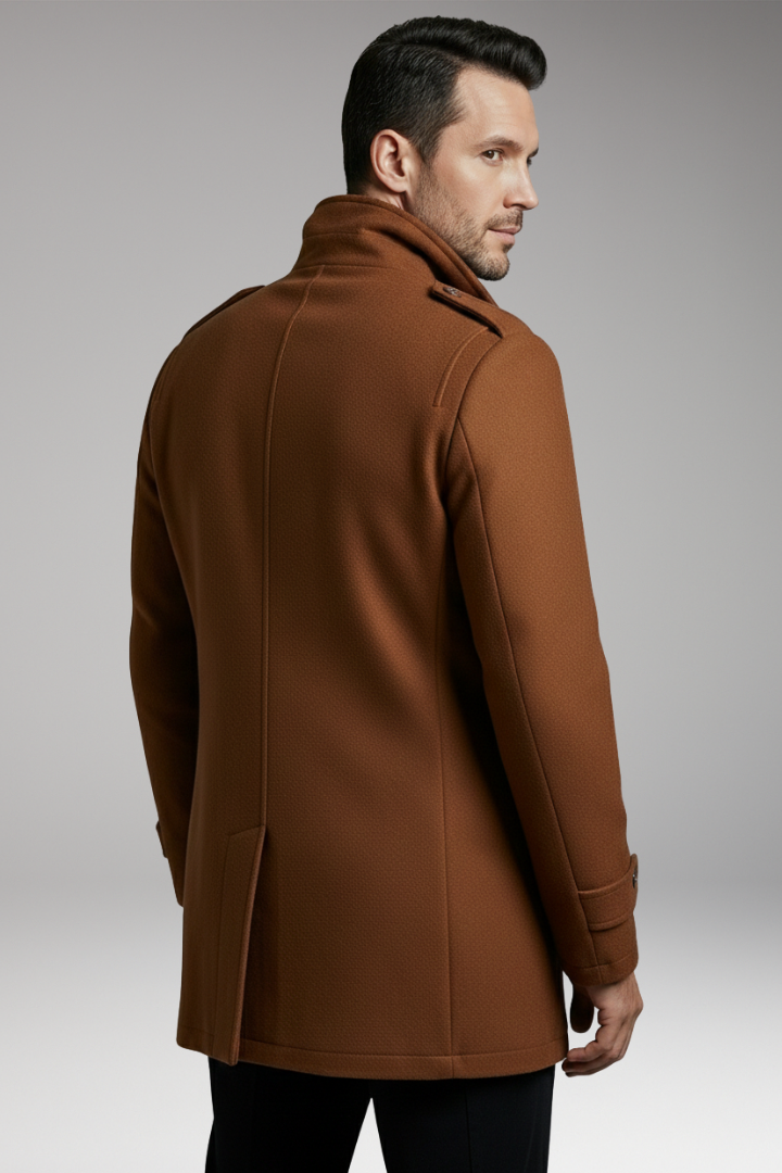 Men's Zipper Button Overcoat Blend