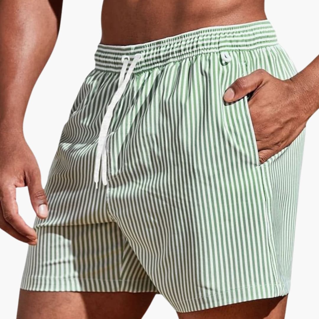 Men's Board Shorts Elastic Waist Striped