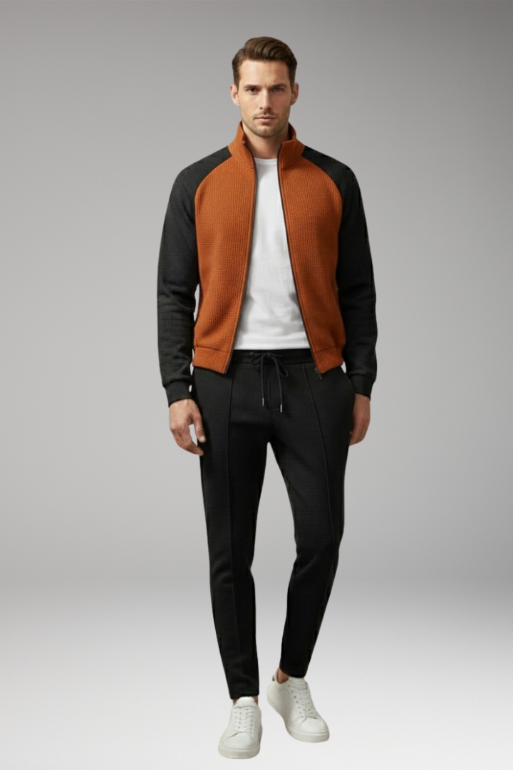 Men's Bomber Jacket Zippered Pockets Trendy Design