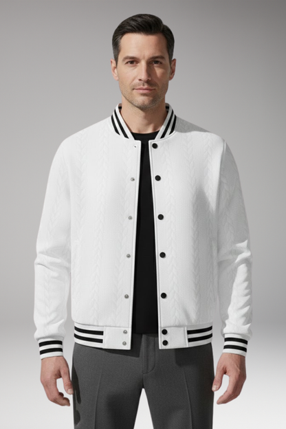 Men's Bomber Jacket Elastic Cuffs Button Front