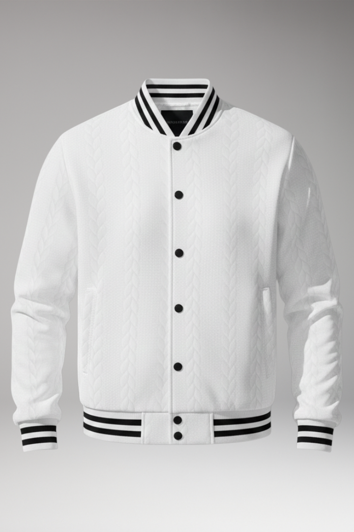 Men's Bomber Jacket Elastic Cuffs Button Front - VibreMode