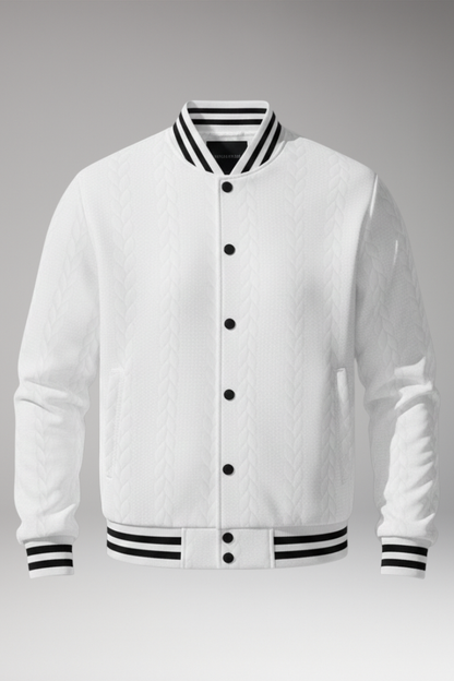 Men's Bomber Jacket Elastic Cuffs Button Front - VibreMode