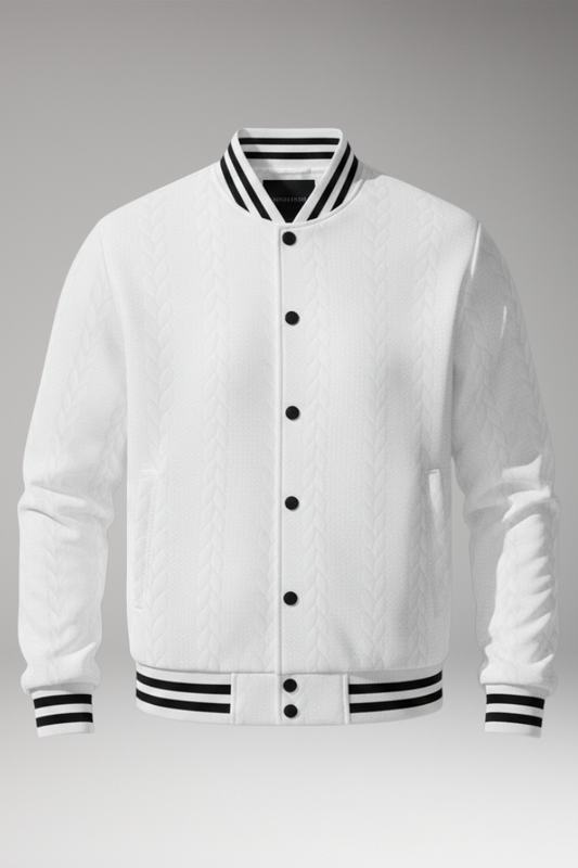 Men's Bomber Jacket Elastic Cuffs Button Front - VibreMode