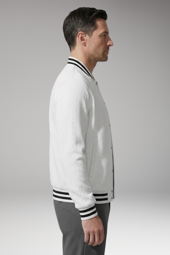 Men's Bomber Jacket Elastic Cuffs Button Front