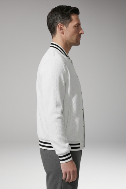Men's Bomber Jacket Elastic Cuffs Button Front