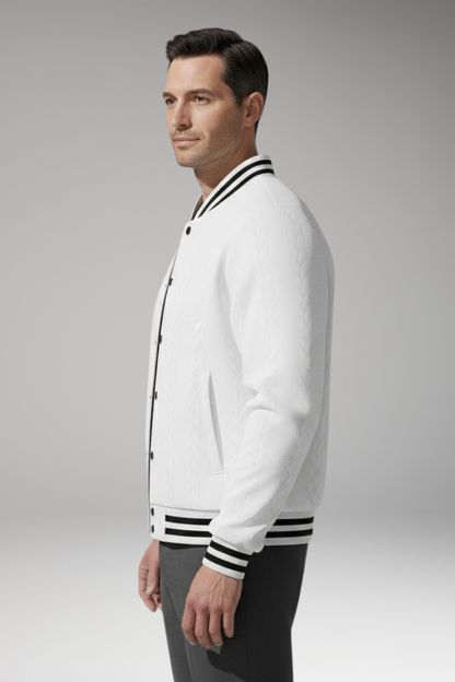 Men's Bomber Jacket Elastic Cuffs Button Front