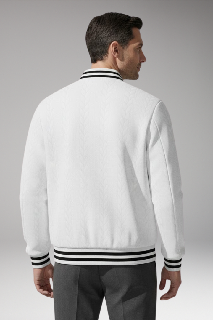 Men's Bomber Jacket Elastic Cuffs Button Front