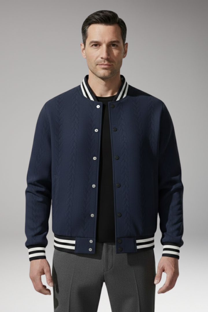 Men's Bomber Jacket Elastic Cuffs Button Front