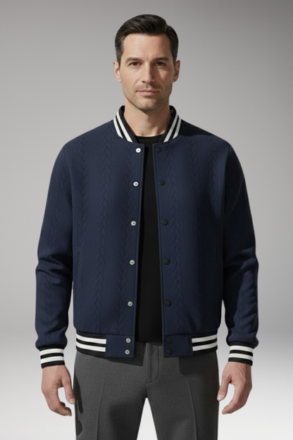 Men's Bomber Jacket Elastic Cuffs Button Front