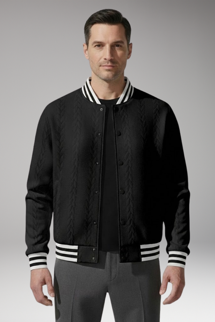 Men's Bomber Jacket Elastic Cuffs Button Front