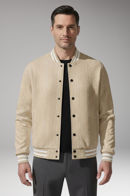 Men's Bomber Jacket Elastic Cuffs Button Front