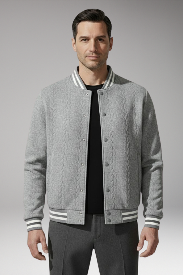 Men's Bomber Jacket Elastic Cuffs Button Front