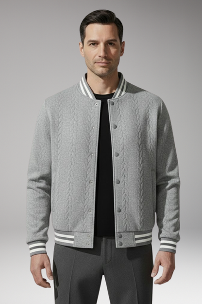 Men's Bomber Jacket Elastic Cuffs Button Front