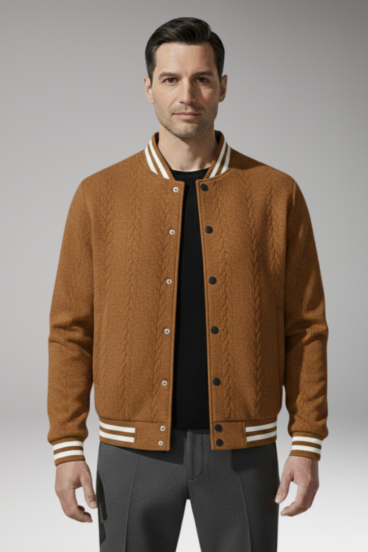 Men's Bomber Jacket Elastic Cuffs Button Front