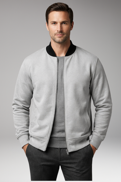 Men's Bomber Jacket Elastic Cuffs Concealed Zipper
