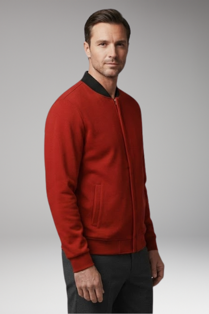 Men's Bomber Jacket Elastic Cuffs Concealed Zipper