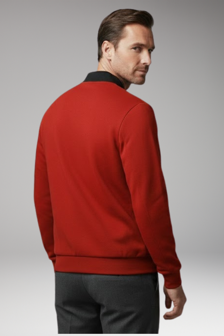 Men's Bomber Jacket Elastic Cuffs Concealed Zipper