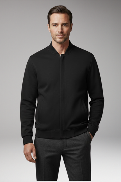 Men's Bomber Jacket Elastic Cuffs Concealed Zipper
