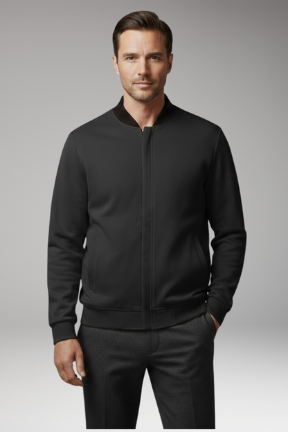 Men's Bomber Jacket Elastic Cuffs Concealed Zipper