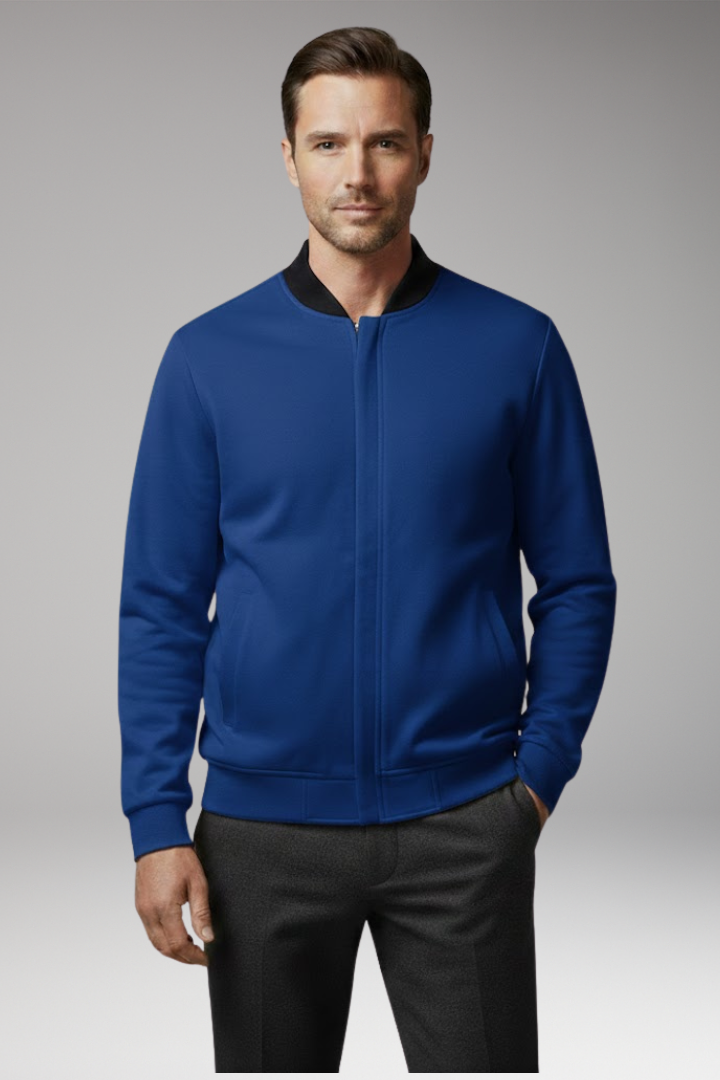 Men's Bomber Jacket Elastic Cuffs Concealed Zipper