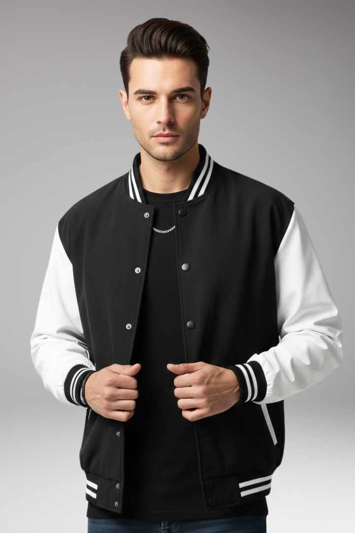 Men's Bomber Jacket Contrast Sleeves