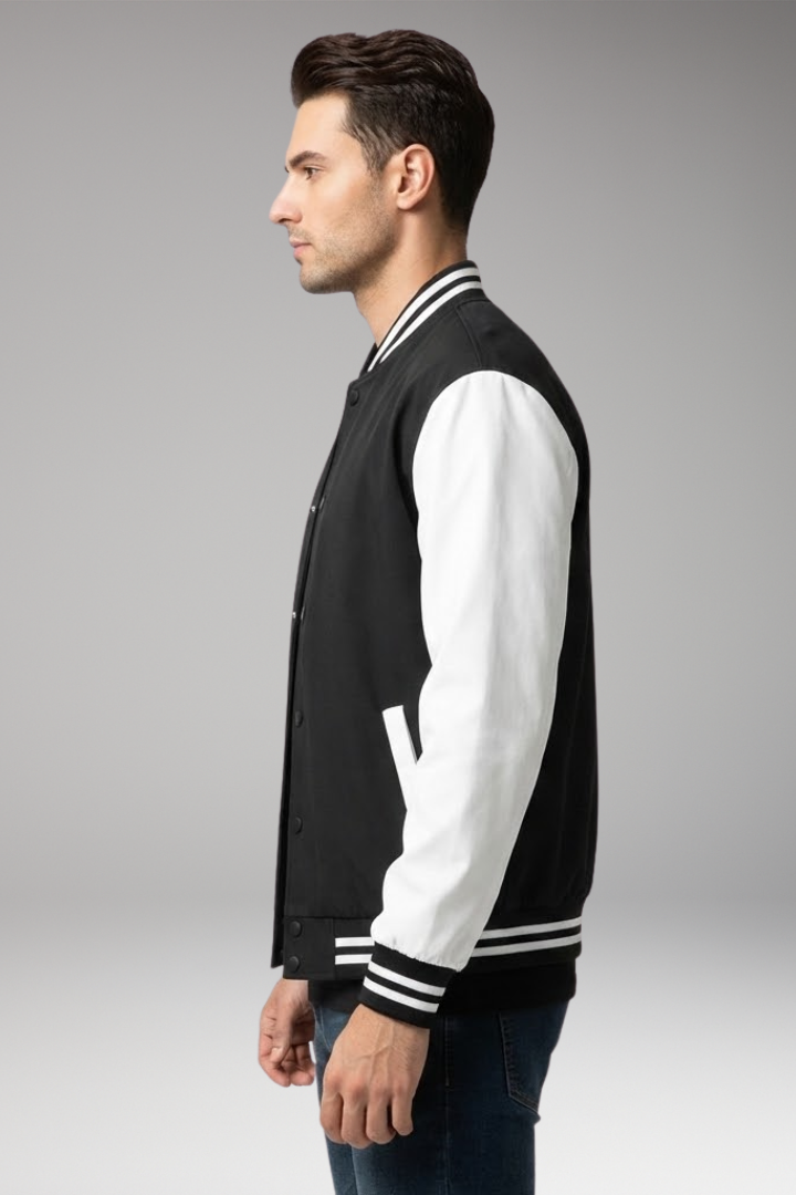 Men's Bomber Jacket Contrast Sleeves