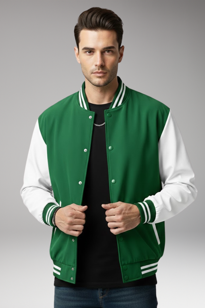 Men's Bomber Jacket Contrast Sleeves
