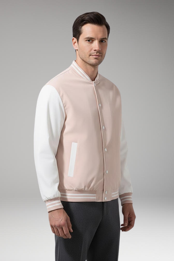 Men's Bomber Jacket Contrast Sleeves Functional Pockets