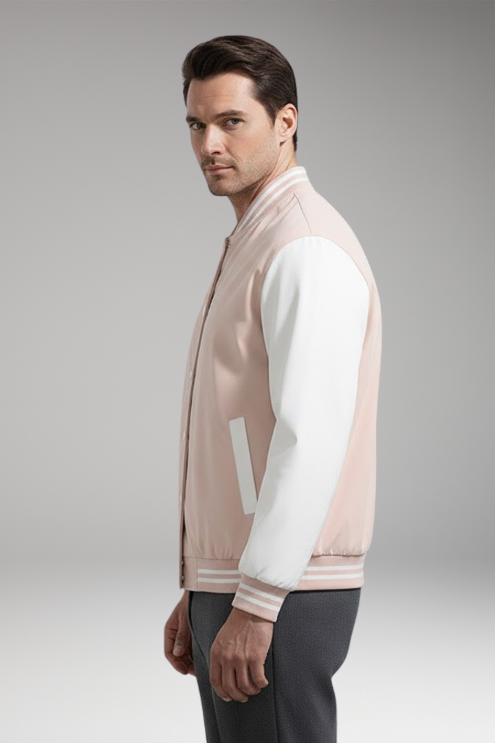 Men's Bomber Jacket Contrast Sleeves Functional Pockets