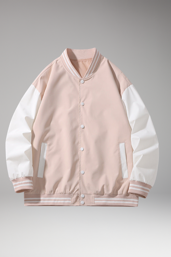 Men's Bomber Jacket Contrast Sleeves Functional Pockets - VibreMode