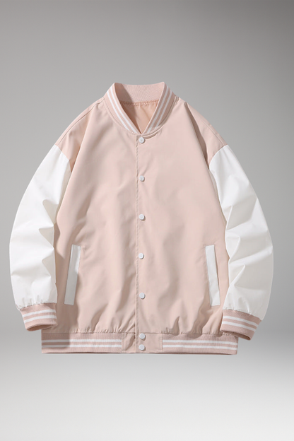 Men's Bomber Jacket Contrast Sleeves Functional Pockets - VibreMode