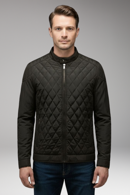 Men's Diamond Pattern Bomber Jacket