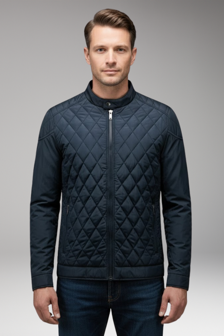 Men's Diamond Pattern Bomber Jacket