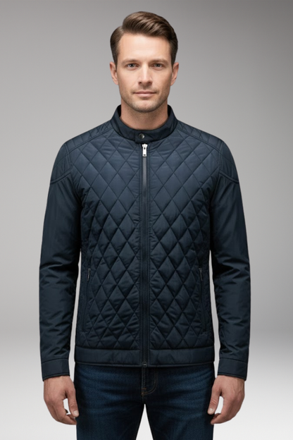 Men's Diamond Pattern Bomber Jacket