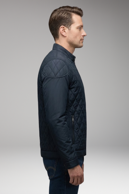 Men's Diamond Pattern Bomber Jacket