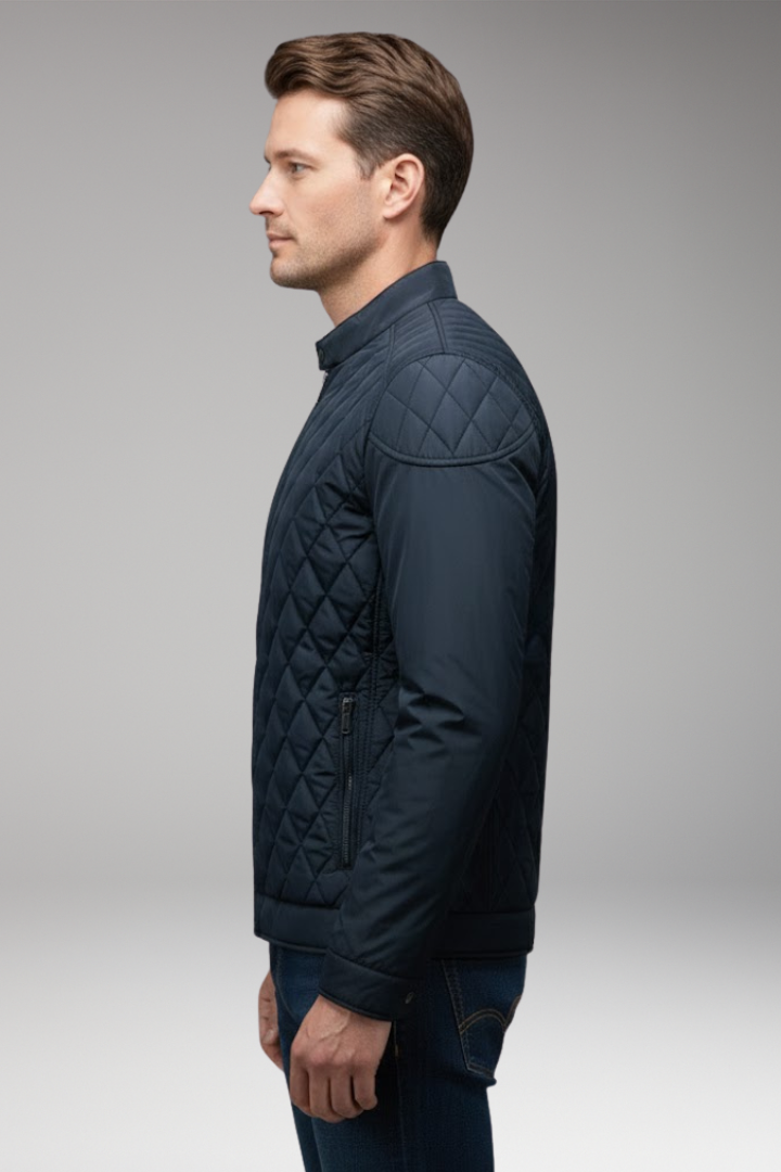 Men's Diamond Pattern Bomber Jacket