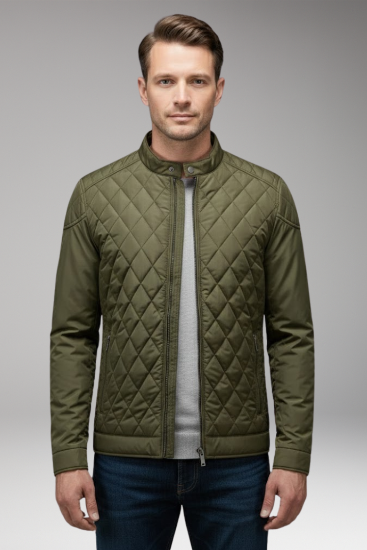 Men's Diamond Pattern Bomber Jacket