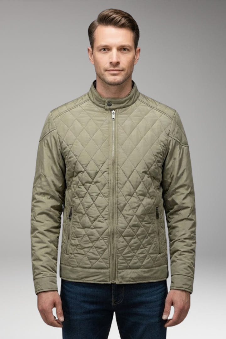 Men's Diamond Pattern Bomber Jacket
