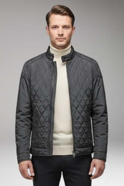 Men's Diamond Pattern Bomber Jacket