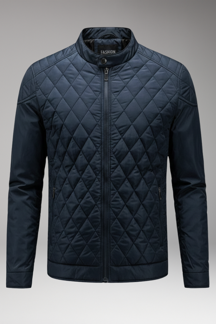 Men's Diamond Pattern Bomber Jacket - VibreMode