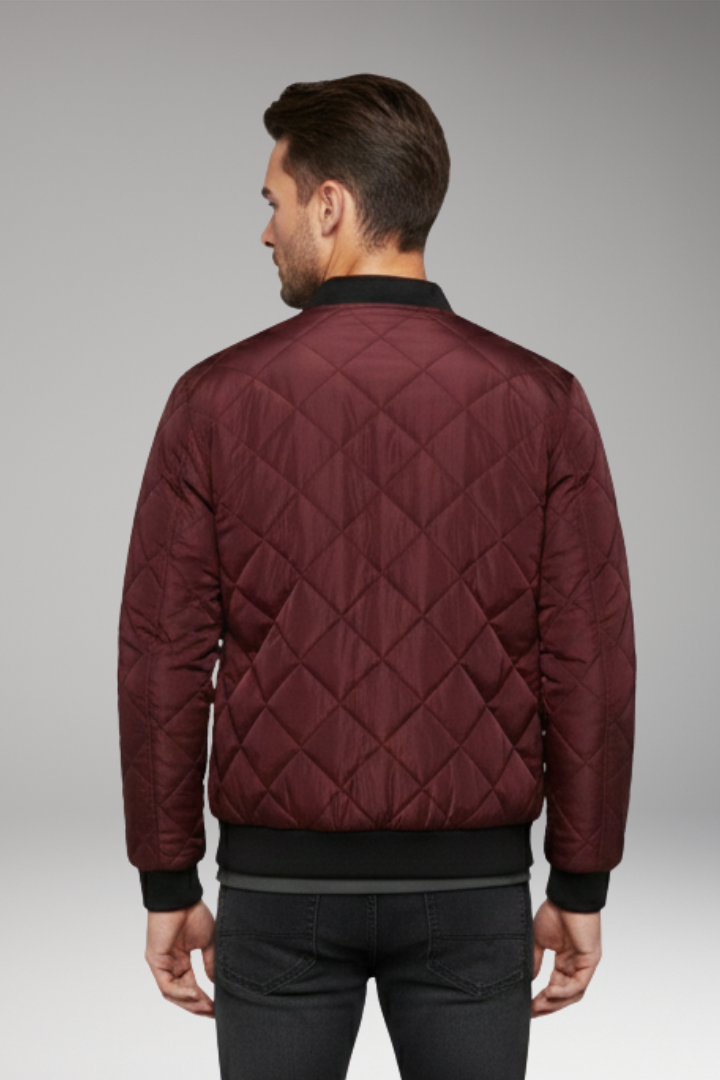 Men's Quilted Bomber Jacket Zipped Pocket