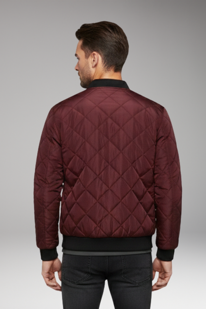 Men's Quilted Bomber Jacket Zipped Pocket