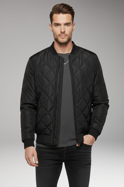 Men's Quilted Bomber Jacket Zipped Pocket