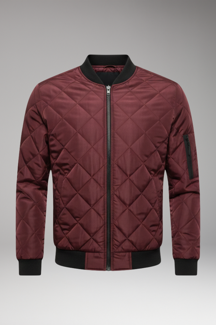 Men's Quilted Bomber Jacket Zipped Pocket - VibreMode