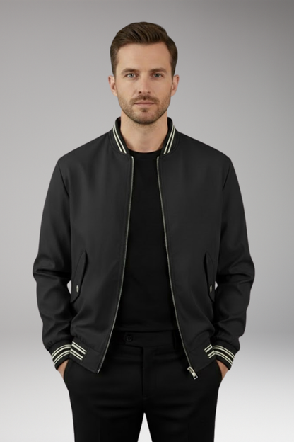 Men's Bomber Jacket Elastic Cuffs Functional Pockets
