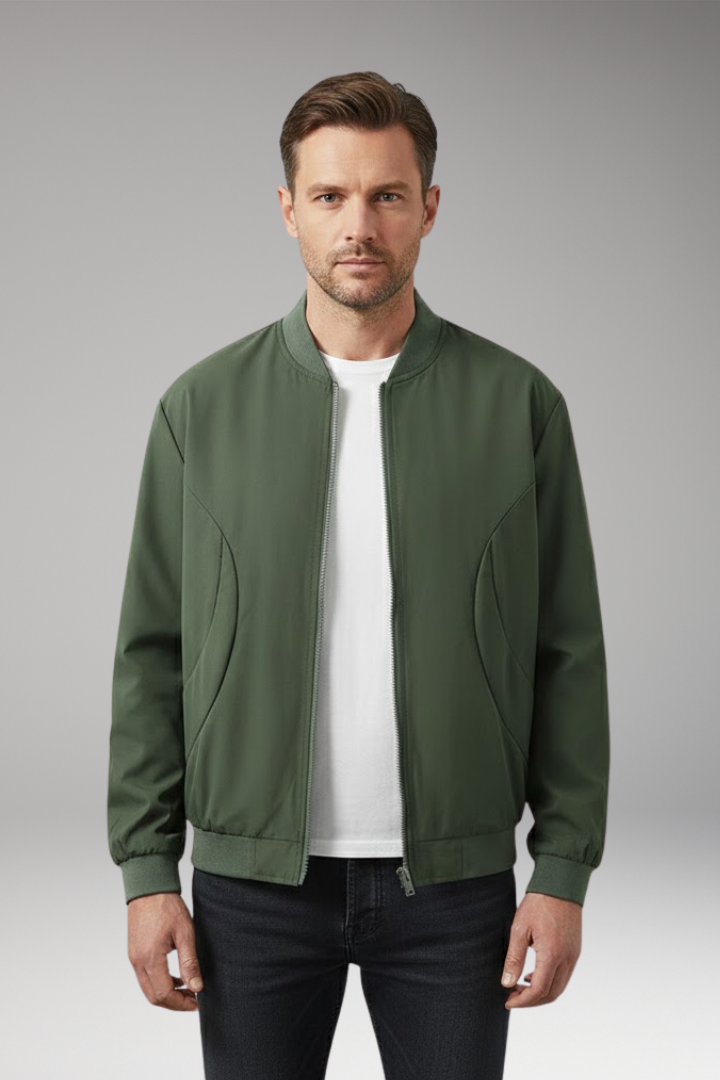 Men's Bomber Jacket Elastic Cuffs Side Pockets