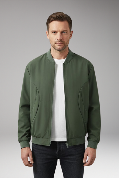 Men's Bomber Jacket Elastic Cuffs Side Pockets