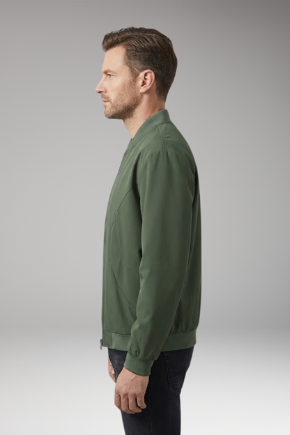 Men's Bomber Jacket Elastic Cuffs Side Pockets
