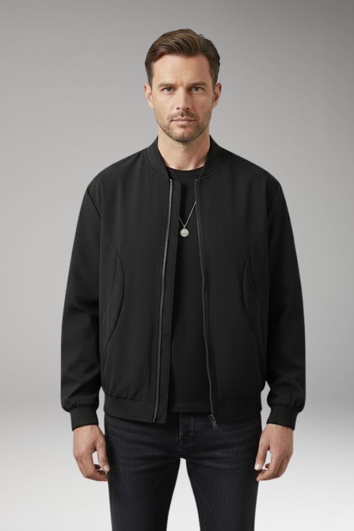 Men's Bomber Jacket Elastic Cuffs Side Pockets
